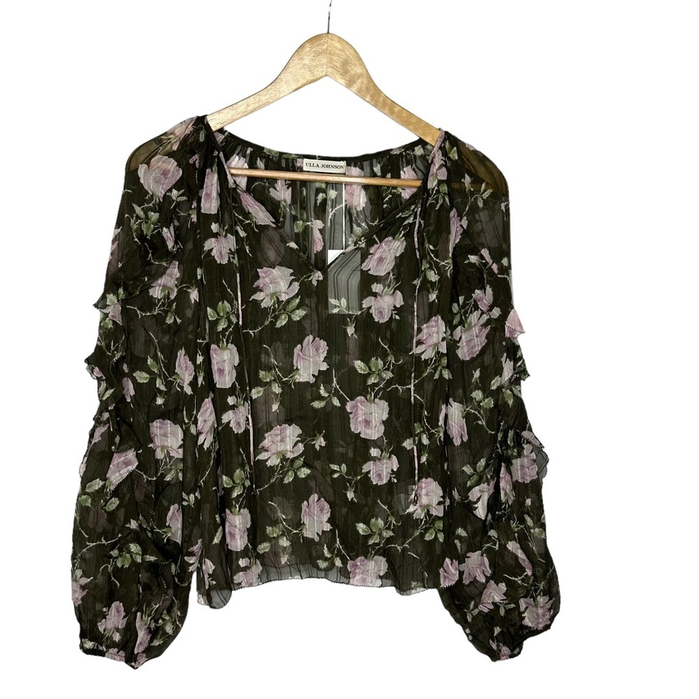 NWT Ulla Johnson Azalea Blouse in dark olive size 0 - Picture 5 of 15